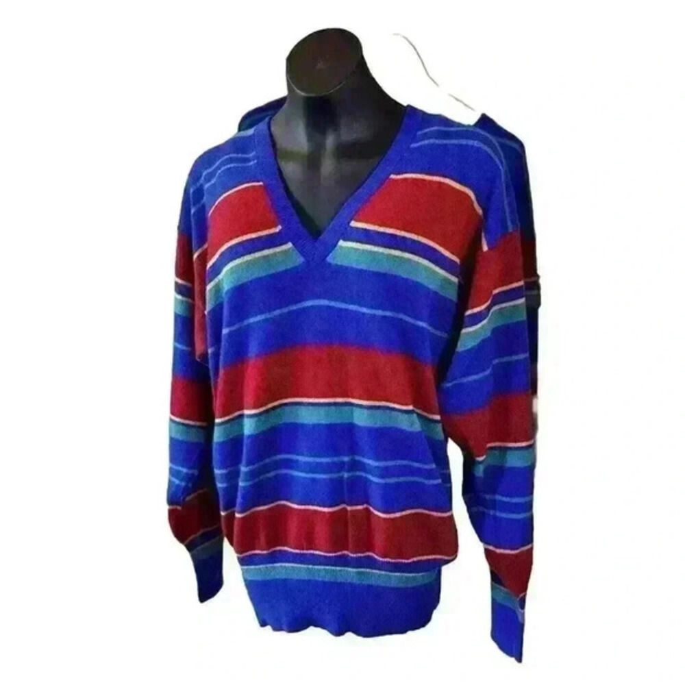 NWT‎ VTG Bill Haire Ltd. Cashmere Striped V Neck Sweater Women's Sizes S & M